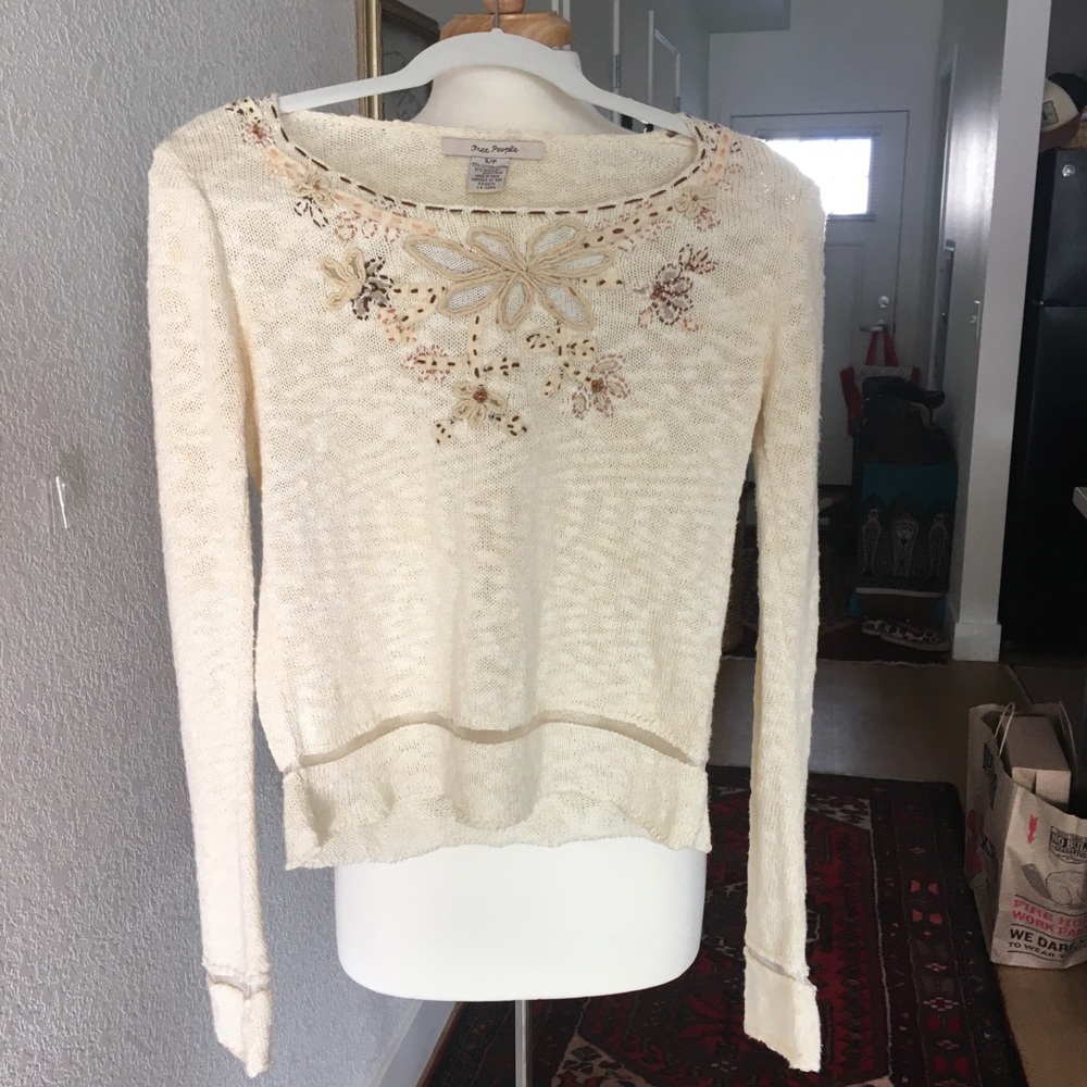 Free People Sweater Cream Boho Small